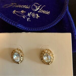 Princess House Crystal pierced earring with velvet pouch